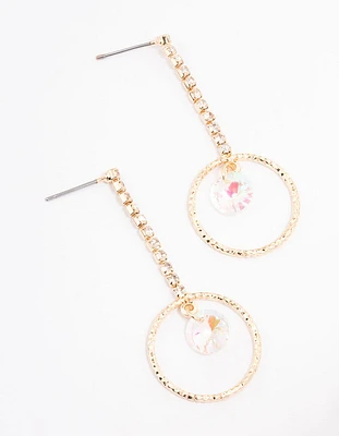 Gold Cup Chain Circle Drop Earrings