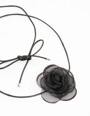 Black Mesh Corsage Thin Rope Choker