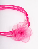 Pink Mesh Corsage Ribbon Choker