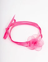 Pink Mesh Corsage Ribbon Choker