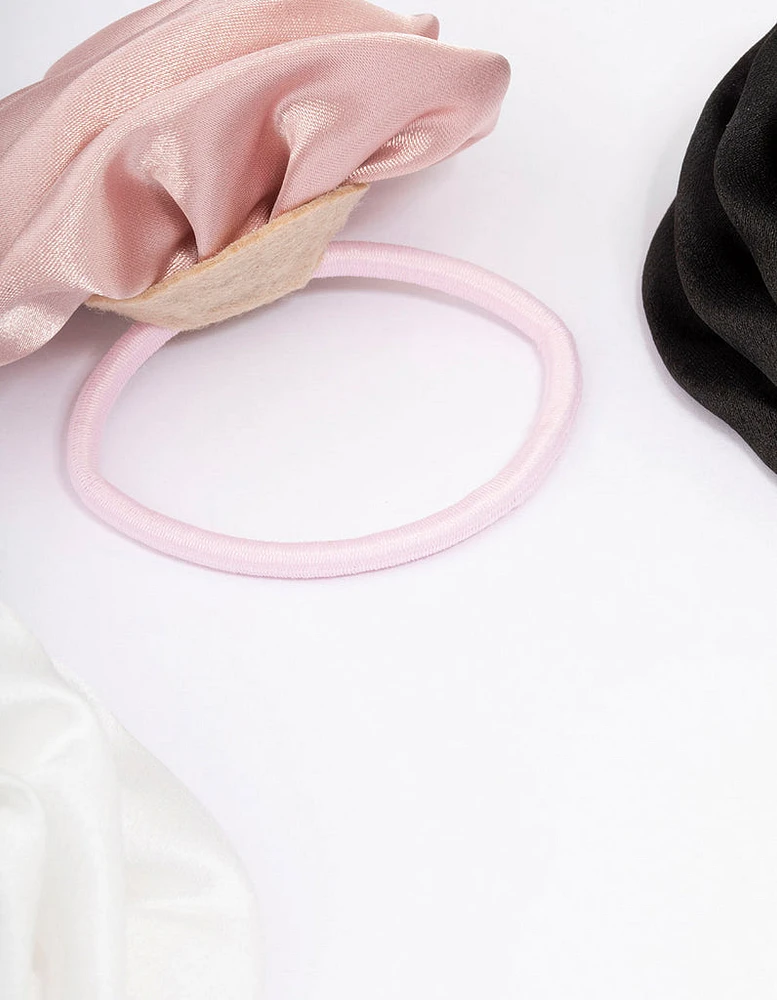 Fabric Rose Hair Tie 3-Pack