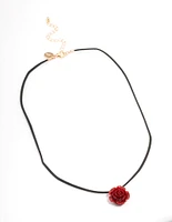 Gold Cord Rose Acrylic Short Necklace