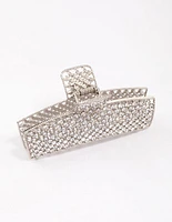 Rhodium Rectangle Diamante Hair Claw Clip