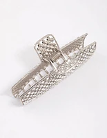 Rhodium Rectangle Diamante Hair Claw Clip