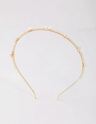 Gold Flower Pearl & Diamante Headband