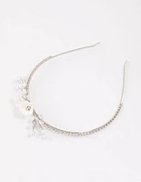 Rhodium Pearl & Diamante Flower Headband