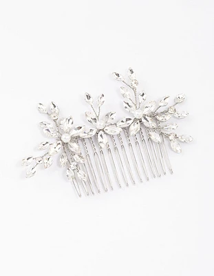 Silver Marquise Trio Floral Hair Comb