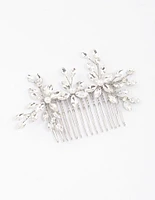 Rhodium Marquise Trio Floral Hair Comb