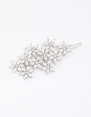 Rhodium Marquise Flower Hair Clip