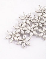 Silver Marquise Flower Hair Clip