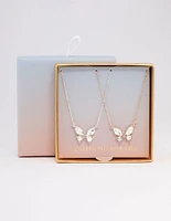 Mixed Metal Diamante Butterfly Necklace Pack