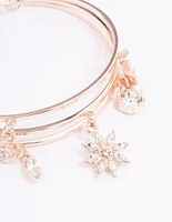 Rose Gold Floral Charm Wrist Cuff