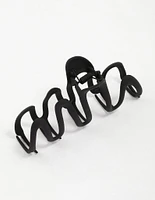 Black Bold Wavy Hair Claw Clip