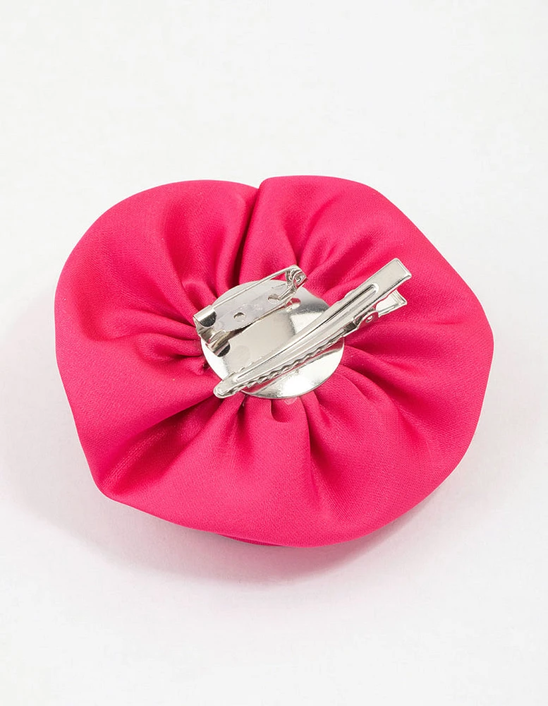 Fuchsia Elegant Rose Hair Clip