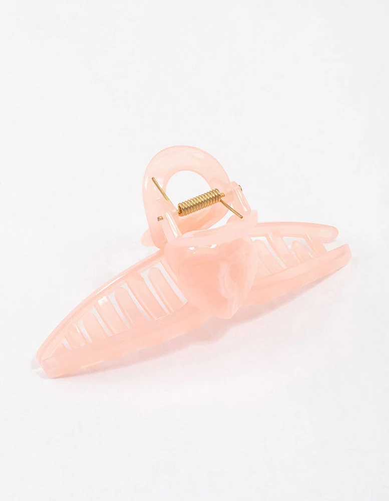 Pink Acrylic Large Heart Hoop Hair Claw Clip