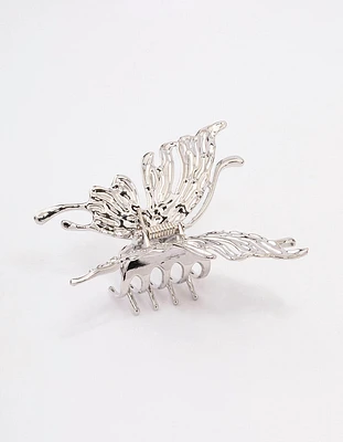 Silver Melted Butterfly Hair Claw Clip