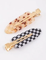 Gold Checkered Creaseless Hair Clips 4-Pack