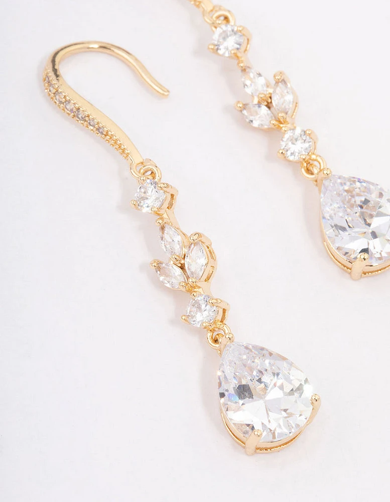 Gold French Pear Drop Earrings