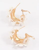 Gold Plated Flower Cluster Hoop Earrings