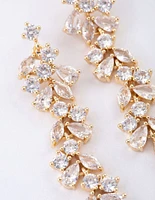 Gold Plated Cubic Zirconia Dainty Vine Drop Earrings