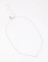 Silver Plated Cubic Zirconia Dainty Cup Chain Floral Necklace