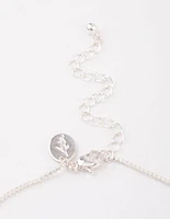 Silver Plated Cubic Zirconia Dainty Cup Chain Floral Necklace