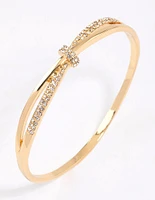 Gold Plated Cubic Zirconia Twisted Bangle