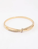 Gold Plated Cubic Zirconia Twisted Bangle