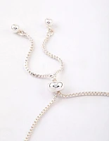 Silver Plated Round Cubic Zirconia Toggle Tennis Bracelet