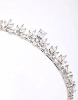 Silver Cubic Zirconia Mixed Stone Leaf Crown