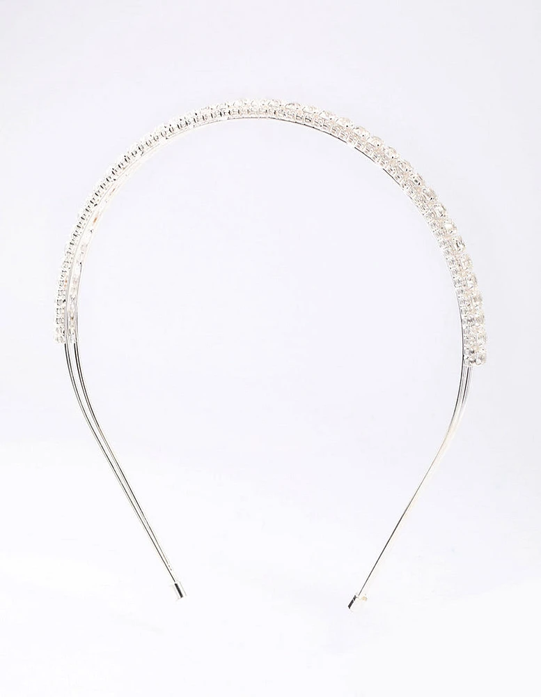 Silver Cubic Zirconia Round Stone Encased Headband