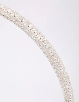 Silver Cubic Zirconia Round Stone Encased Headband