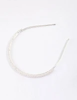 Silver Cubic Zirconia Round Stone Encased Headband