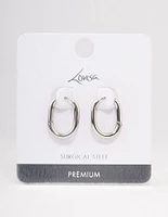 Stainless Steel Plain Oval Huggie Hoop Earrings