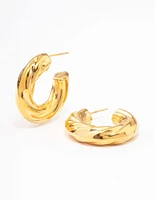 Gold Plated Stainless Steel Chubby Twisted Hoop Earrings
