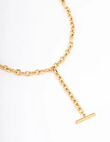 Gold Plated Stainless Steel Cable FOB Y-Shaped Necklace