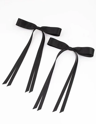 Black Fabric Wide Skinny Hair Bows Pack