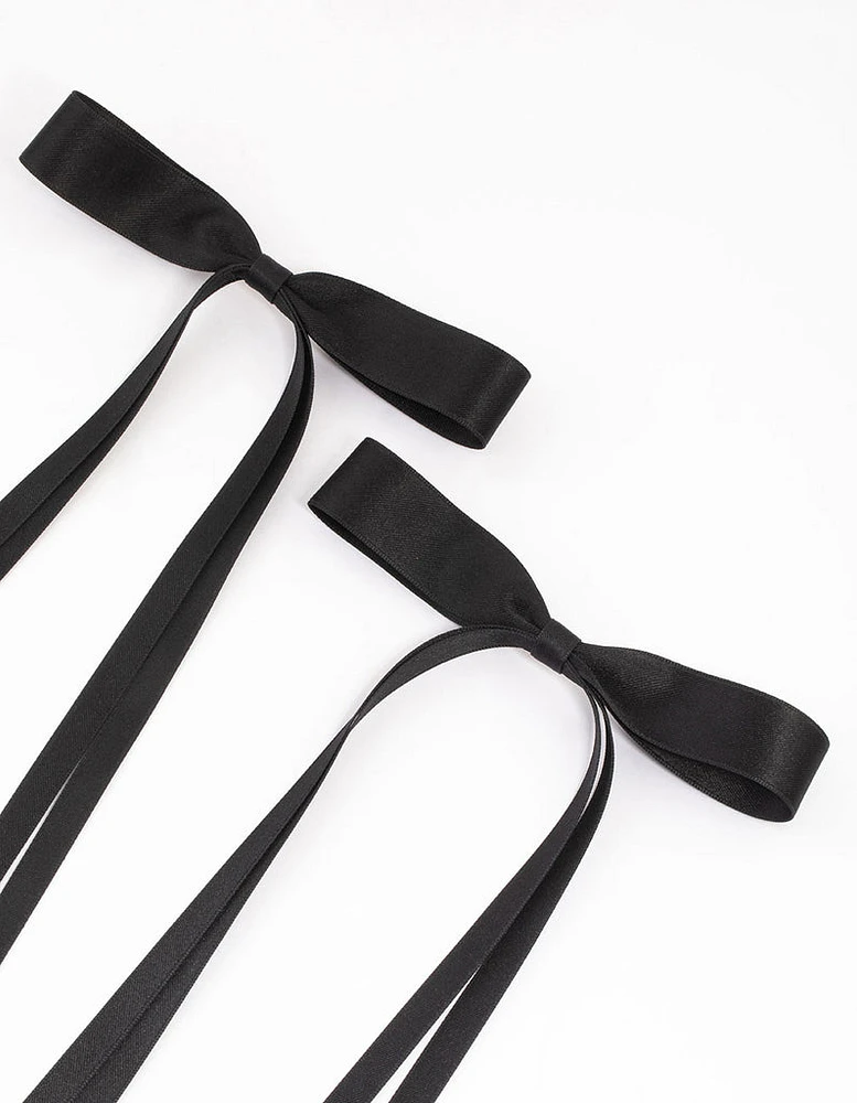 Black Fabric Wide Skinny Hair Bows Pack