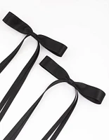 Black Fabric Wide Skinny Hair Bows Pack