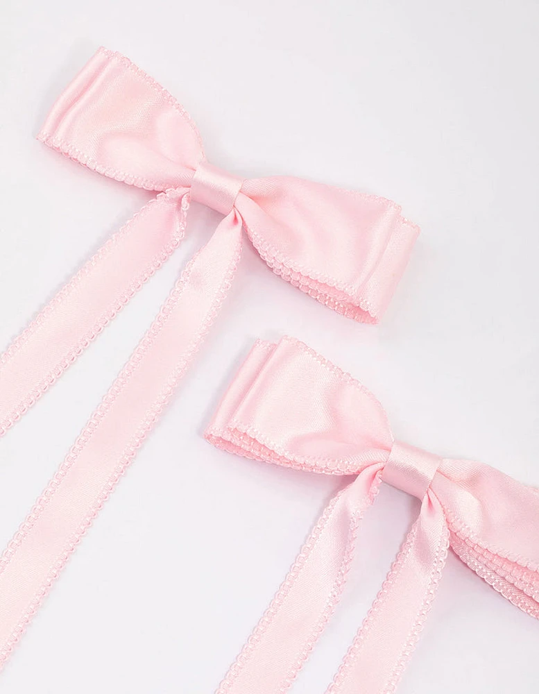 Pink Fabric Satin Scallop Hair Bows Pack