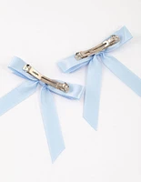 Blue Fabric Medium Double Loop Hair Bows Pack