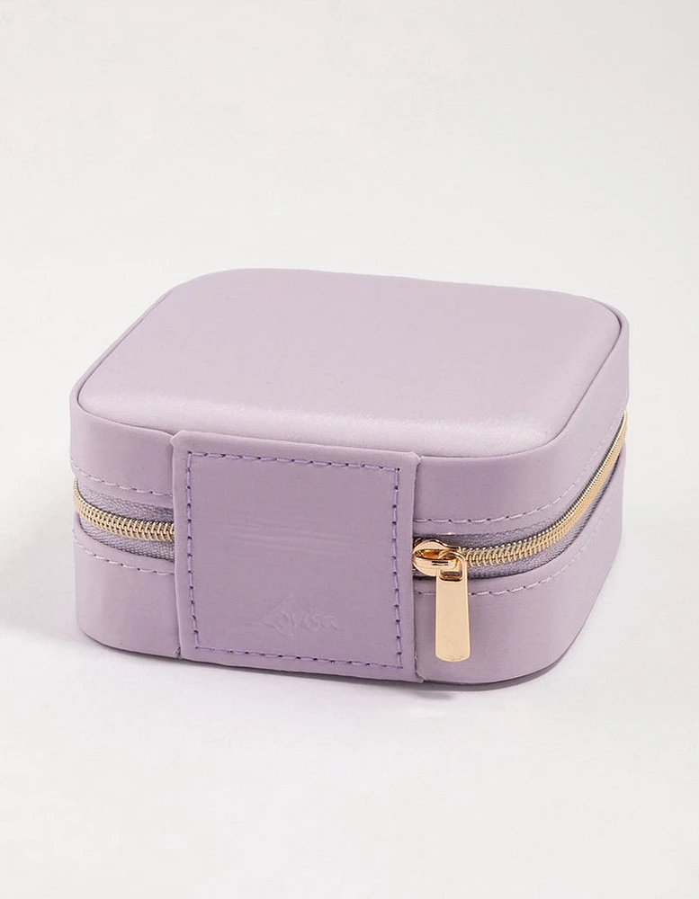 Purple PU Leather Iridescent Square Jewellery Case