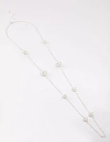 Silver Decorative Diamante Long Necklace