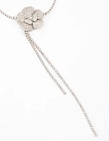 Rhodium Diamante Flower Choker