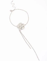 Rhodium Diamante Flower Choker