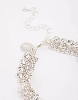 Rhodium Multi Diamante Twisted Bracelet