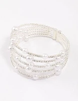 Silver Diamante & Pearl Decorative Wrist Cuff