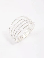 Silver Diamante & Pearl Decorative Wrist Cuff