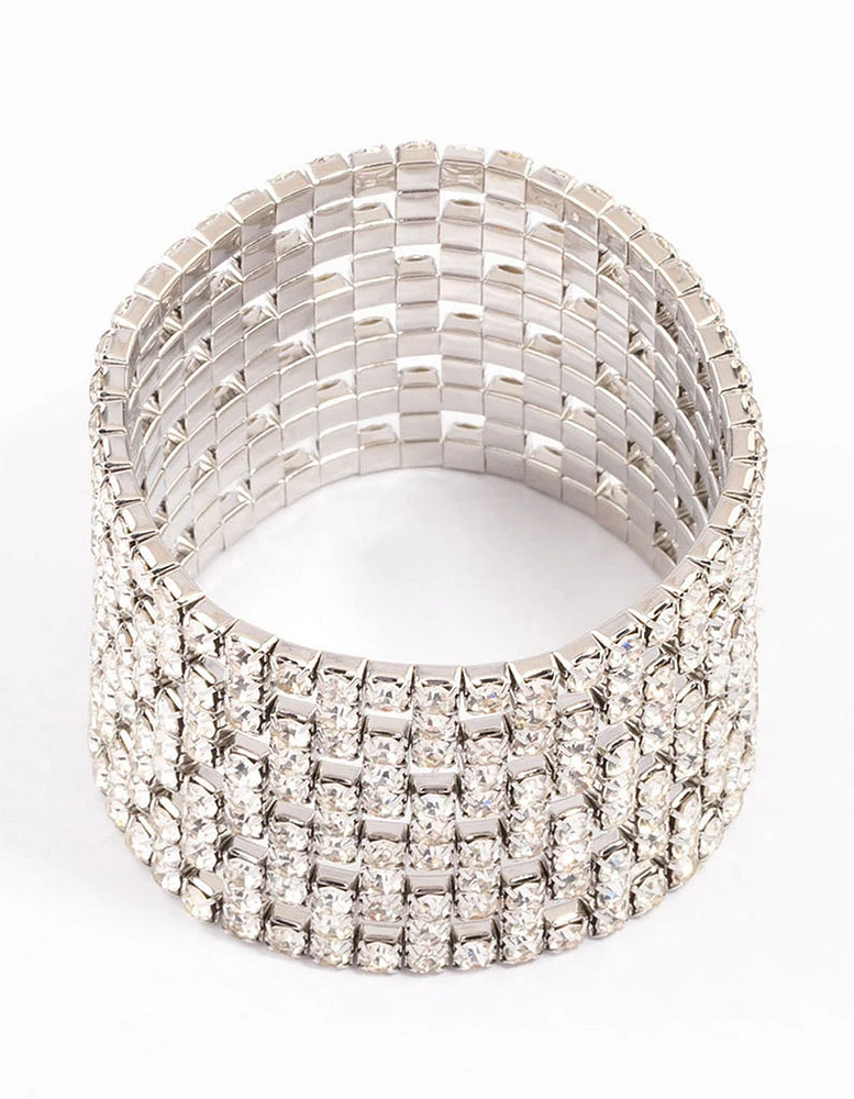 Rhodium Diamante Chunky Cut-Out Bracelet