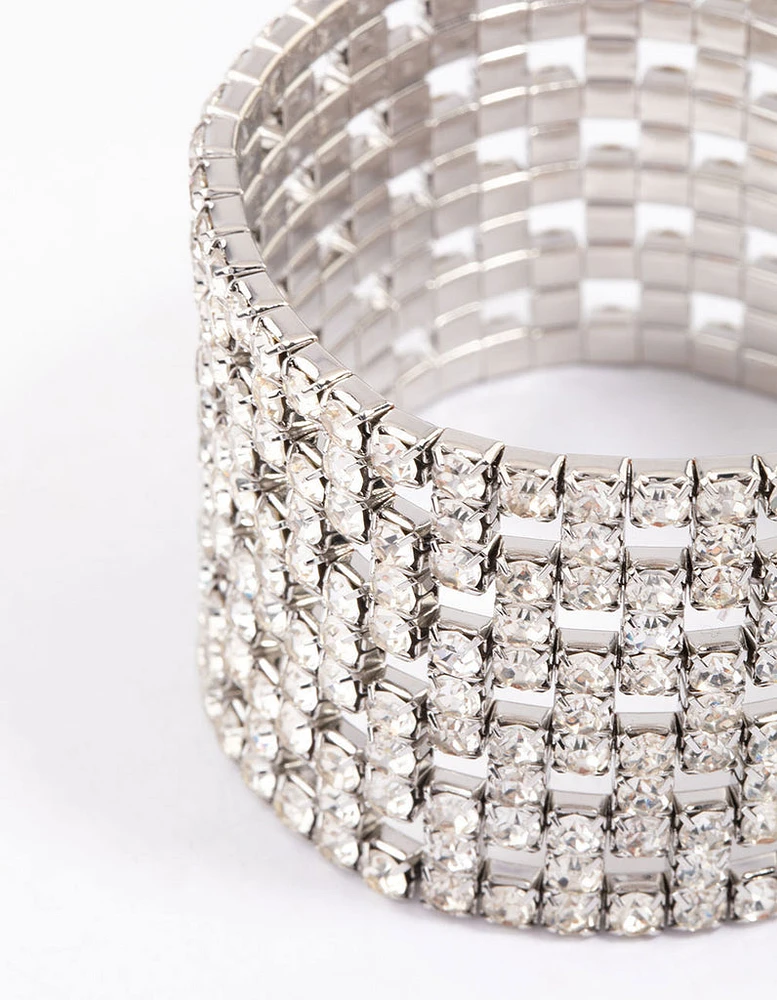 Rhodium Diamante Chunky Cut-Out Bracelet